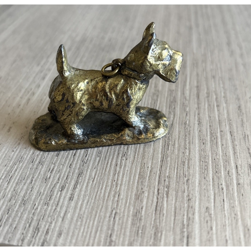 Scotty Scottish Terrier Dog Brass Tone Figurine Made‎ in Japan Vintage